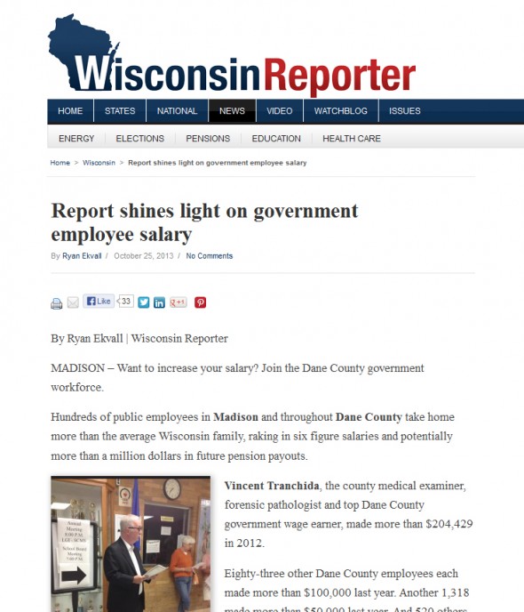 Wisconsin Reporter Report shines light on government employee salary